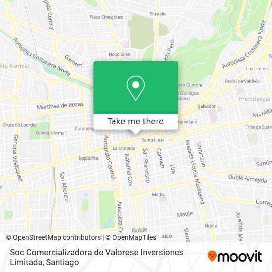 Mapa de Soc Comercializadora de Valorese Inversiones Limitada