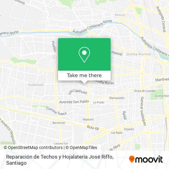 Reparación de Techos y Hojalatería José Riffo map