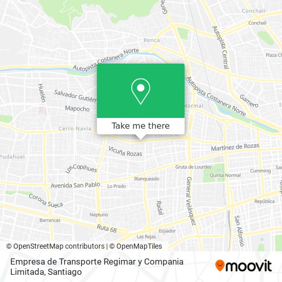 Mapa de Empresa de Transporte Regimar y Compania Limitada
