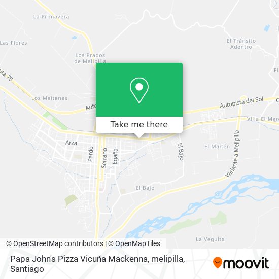 Papa John's Pizza Vicuña Mackenna, melipilla map