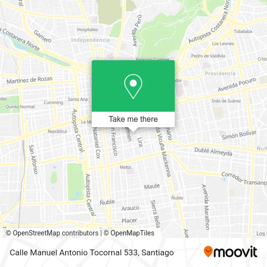 Mapa de Calle Manuel Antonio Tocornal 533