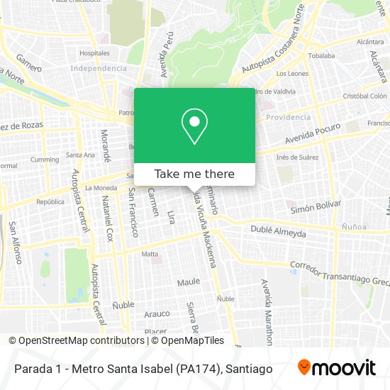Parada 1 - Metro Santa Isabel (PA174) map