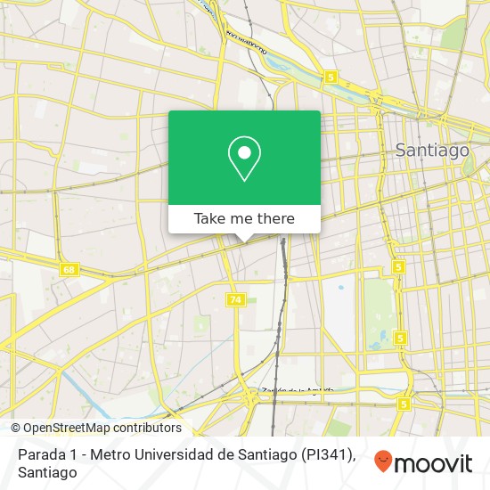 Mapa de Parada 1 - Metro Universidad de Santiago (PI341)