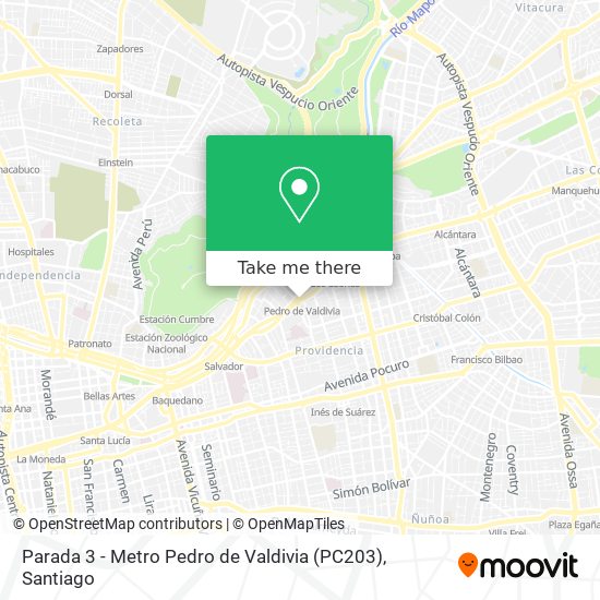 Parada 3 - Metro Pedro de Valdivia (PC203) map
