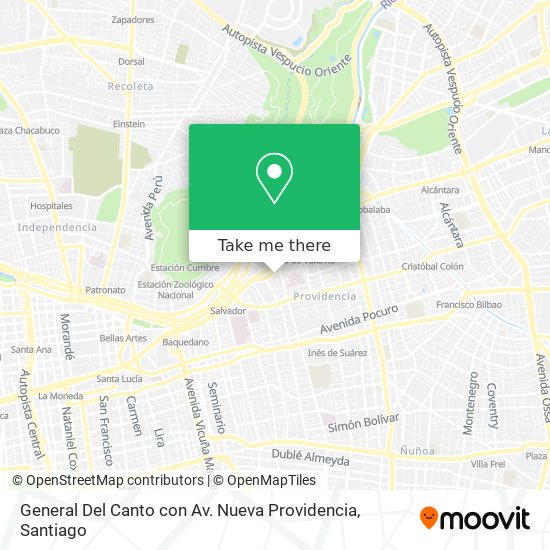 Mapa de General Del Canto con Av. Nueva Providencia