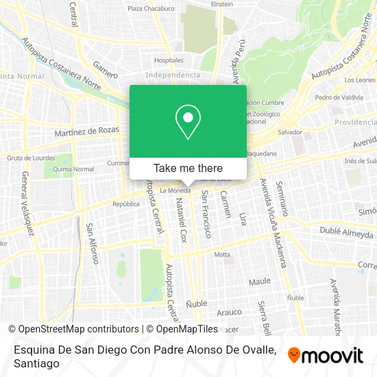 Esquina De San Diego Con Padre Alonso De Ovalle map