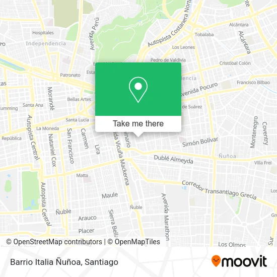 Barrio Italia Ñuñoa map