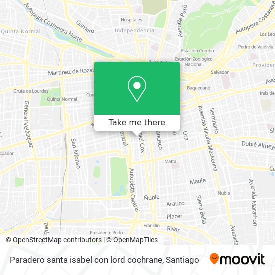Paradero santa isabel con lord cochrane map
