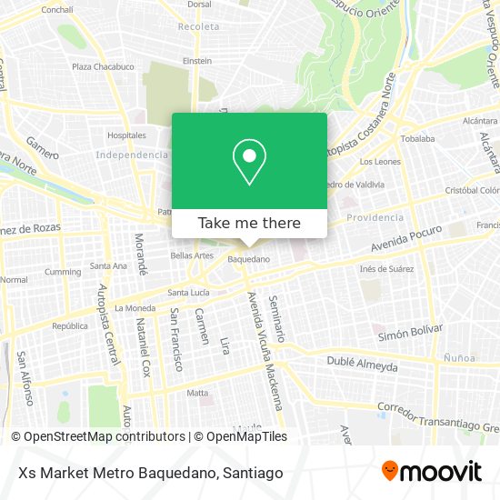 Xs Market Metro Baquedano map