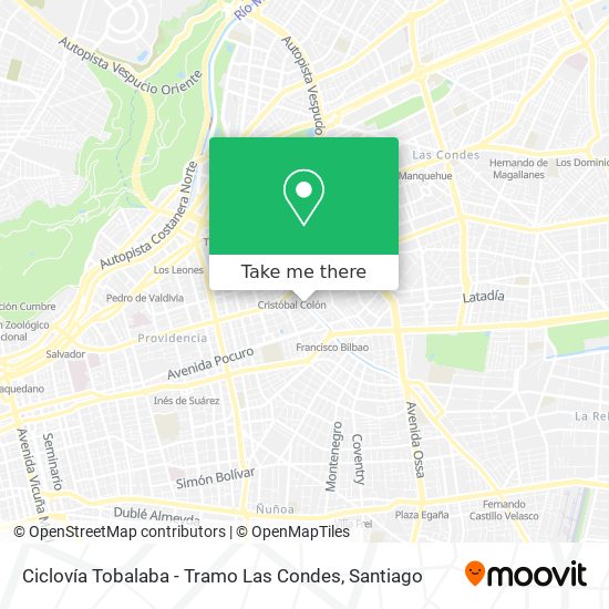 Ciclovía Tobalaba - Tramo Las Condes map