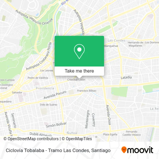 Ciclovía Tobalaba - Tramo Las Condes map