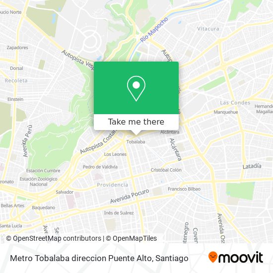 Metro Tobalaba direccion Puente Alto map