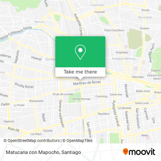 Matucana con Mapocho map