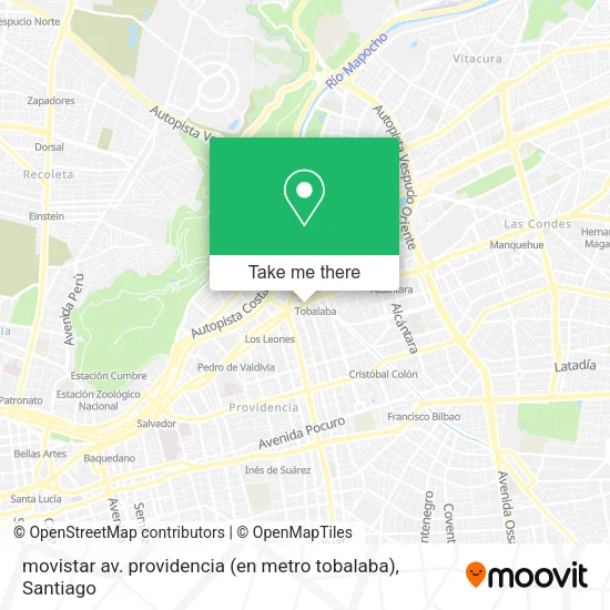 Mapa de movistar av. providencia (en metro tobalaba)