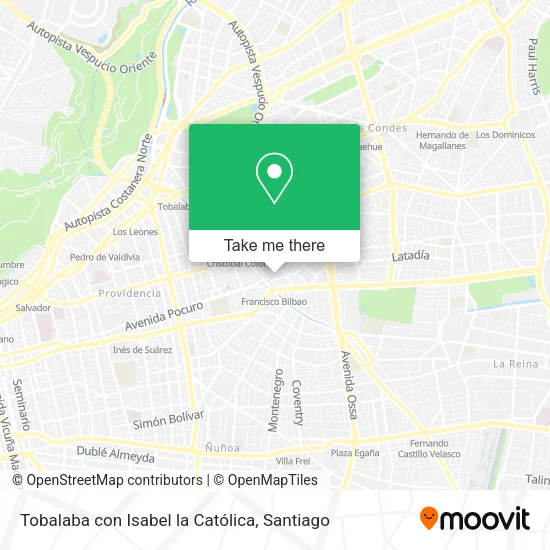 Tobalaba con Isabel la Católica map