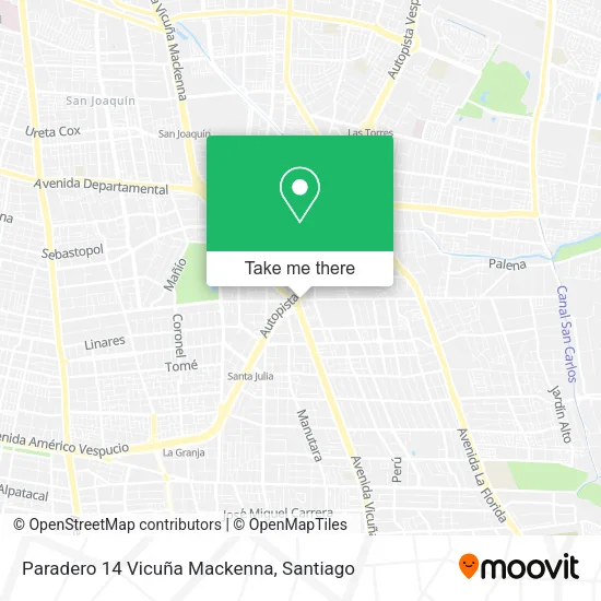 Paradero 14 Vicuña Mackenna map