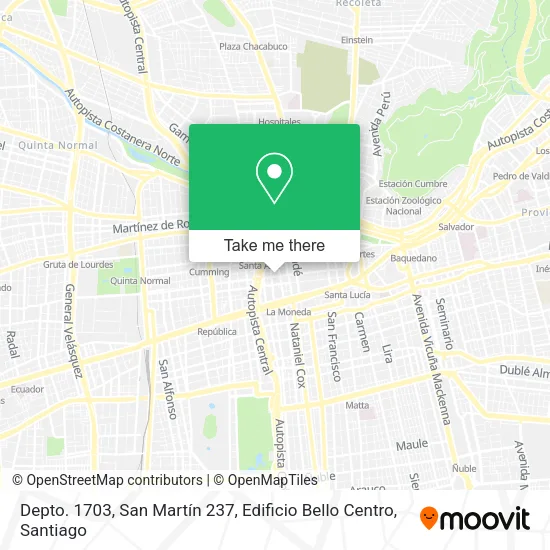 Depto. 1703, San Martín 237, Edificio Bello Centro map
