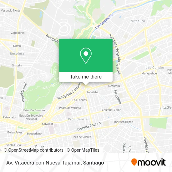 Av. Vitacura con Nueva Tajamar map