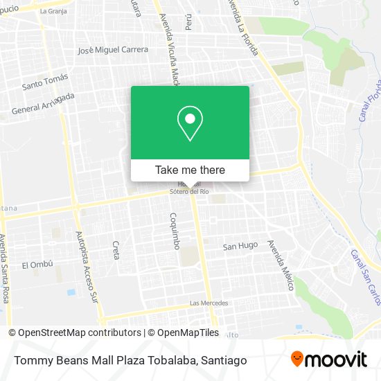 Mapa de Tommy Beans Mall Plaza Tobalaba