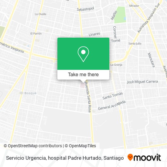 Servicio Urgencia, hospital Padre Hurtado map