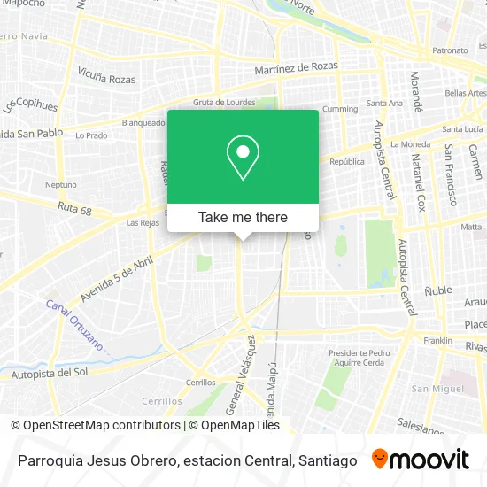 Parroquia Jesus Obrero, estacion Central map