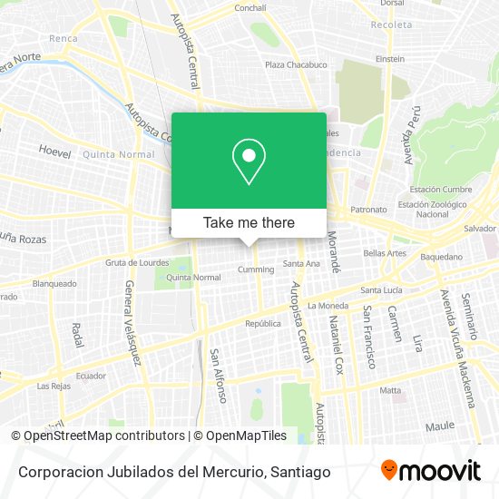 Mapa de Corporacion Jubilados del Mercurio