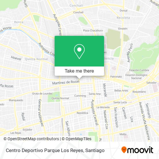 Mapa de Centro Deportivo Parque Los Reyes