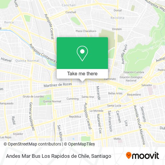 Andes Mar Bus Los Rapidos de Chile map