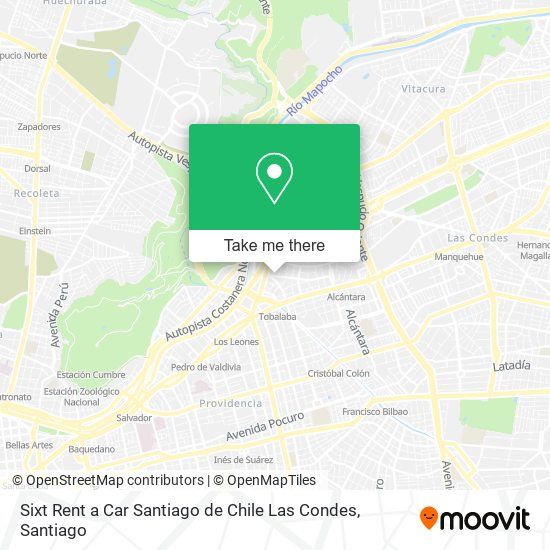 Mapa de Sixt Rent a Car Santiago de Chile Las Condes