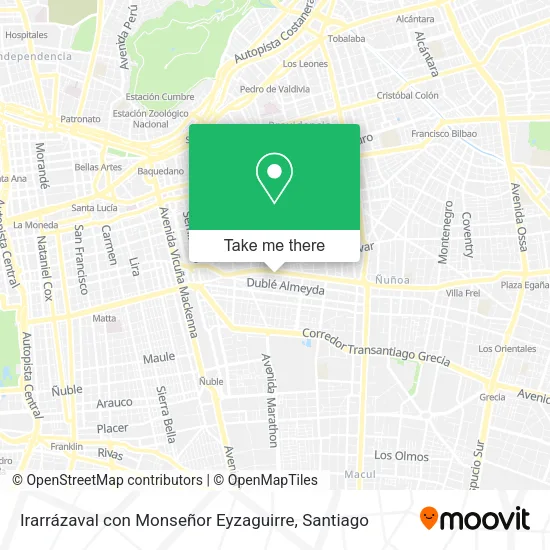 Mapa de Irarrázaval con Monseñor Eyzaguirre