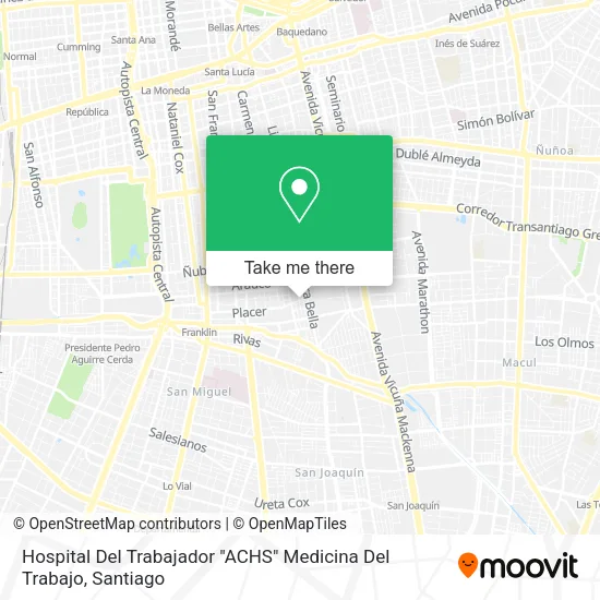 Hospital Del Trabajador "ACHS" Medicina Del Trabajo map