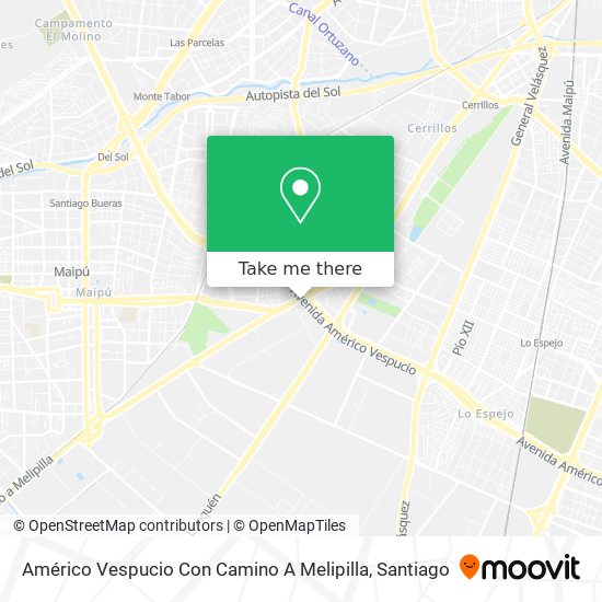 Américo Vespucio Con Camino A Melipilla map