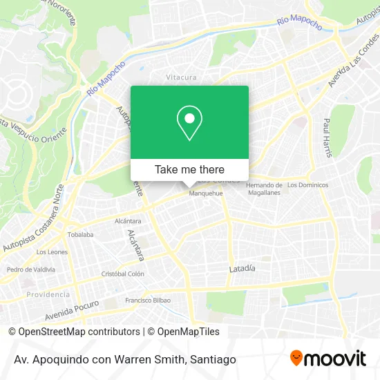Av. Apoquindo con Warren Smith map