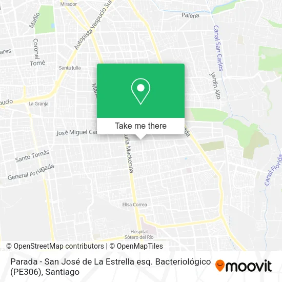 Parada - San José de La Estrella esq. Bacteriológico (PE306) map