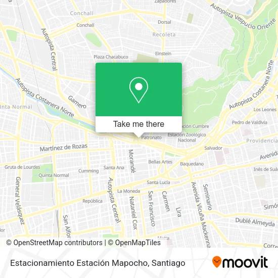 Estacionamiento Estación Mapocho map