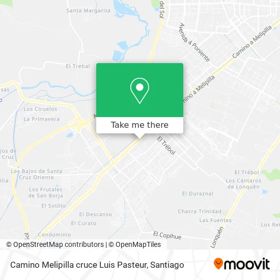 Camino Melipilla cruce Luis Pasteur map