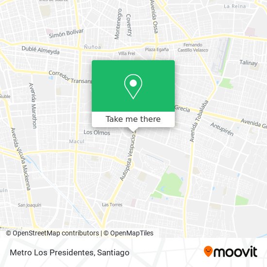 Metro Los Presidentes map