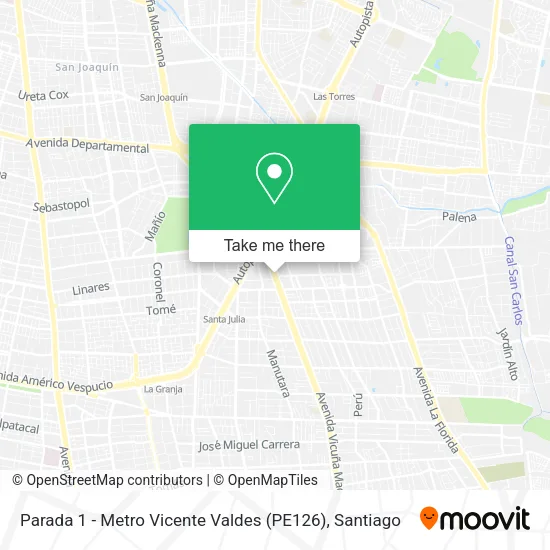 Parada 1 - Metro Vicente Valdes (PE126) map