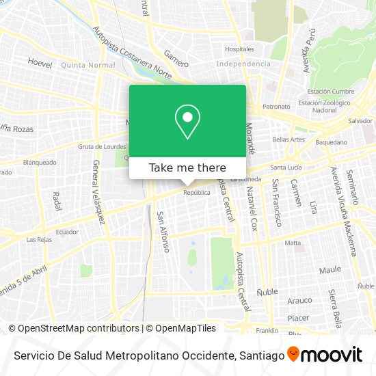 Servicio De Salud Metropolitano Occidente map