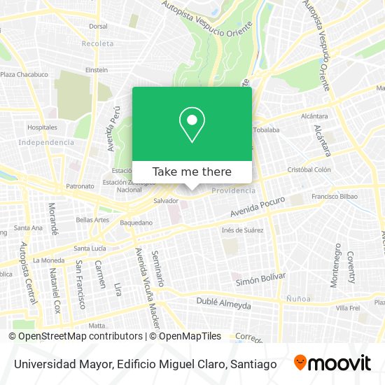 Universidad Mayor, Edificio Miguel Claro map