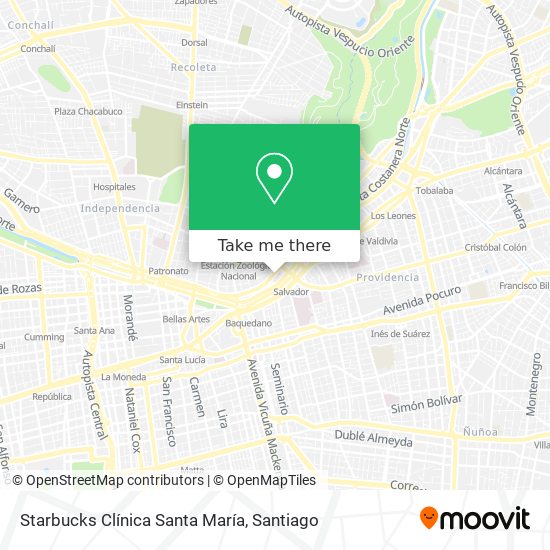 Mapa de Starbucks Clínica Santa María