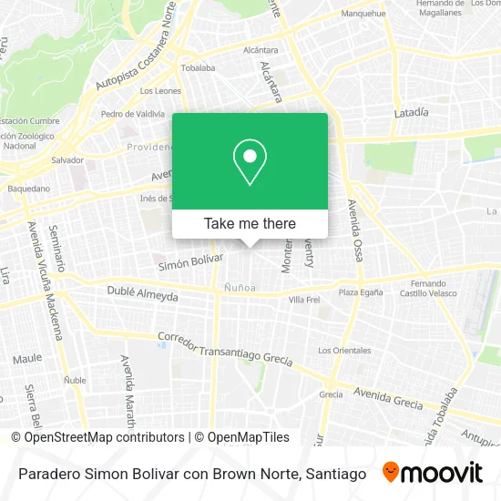 Paradero Simon Bolivar con Brown Norte map
