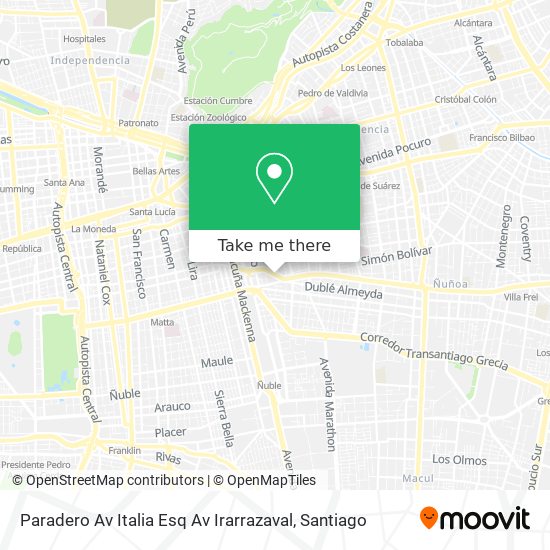 Paradero Av Italia Esq Av Irarrazaval map