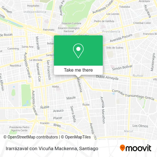 Irarrázaval con Vicuña Mackenna map