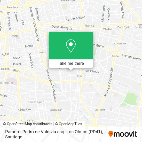 Parada - Pedro de Valdivia esq. Los Olmos (PD41) map