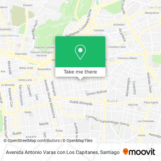 Avenida Antonio Varas con Los Capitanes map