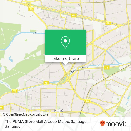 Mapa de The PUMA Store Mall Arauco Maipu, Santiago