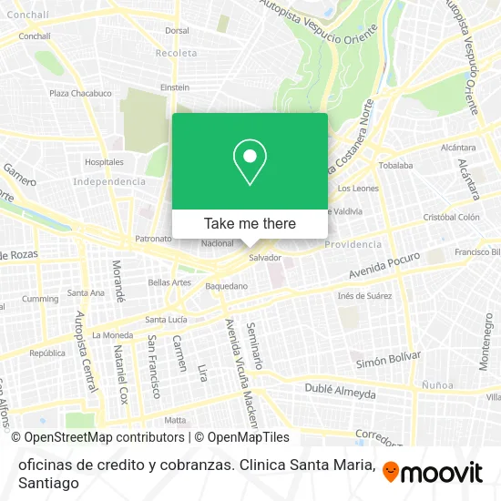 oficinas de credito y cobranzas. Clinica Santa Maria map