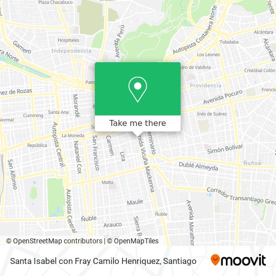 Santa Isabel con Fray Camilo Henriquez map