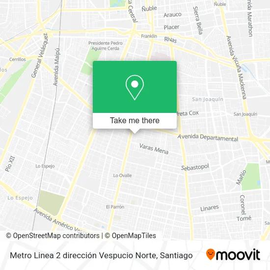 Metro Linea 2 dirección Vespucio Norte map